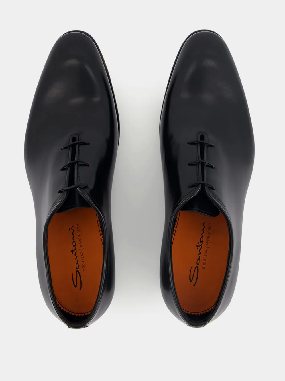 Polished Black Leather Oxford Shoes