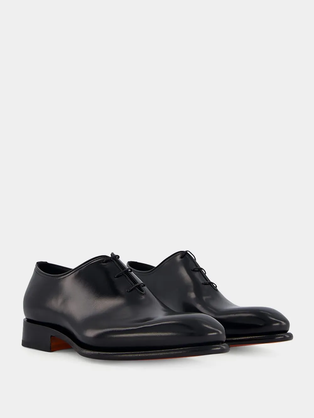 Polished Black Leather Oxford Shoes
