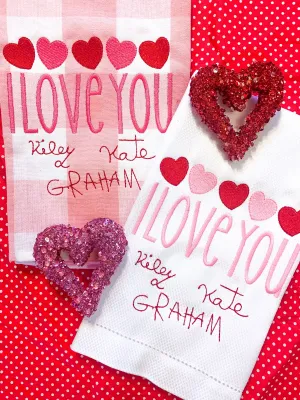 Qty 4-I love you handwritten Linens