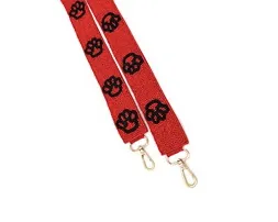 Red Paw Beaded Bag Strap