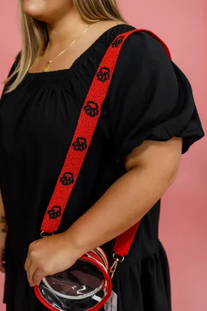 Red Paw Beaded Bag Strap