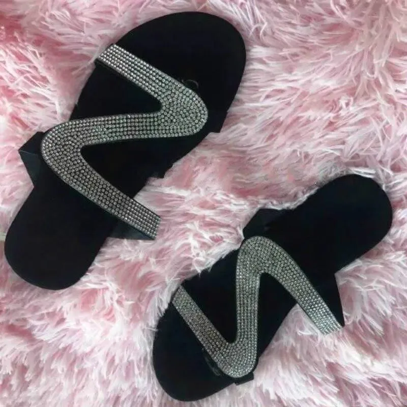 Rhinestone Swirl Strap Open-toed Sandals