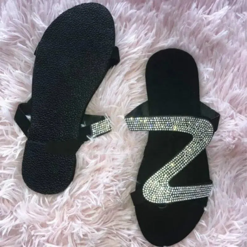 Rhinestone Swirl Strap Open-toed Sandals