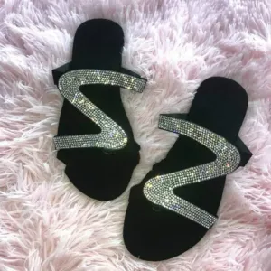 Rhinestone Swirl Strap Open-toed Sandals