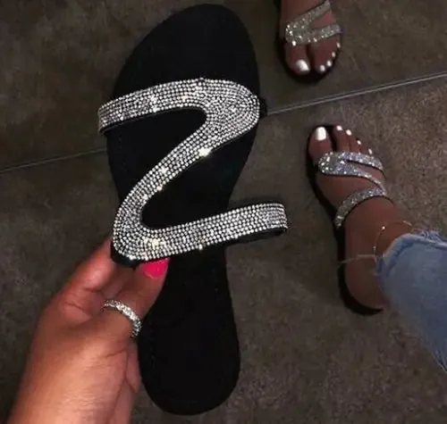 Rhinestone Swirl Strap Open-toed Sandals