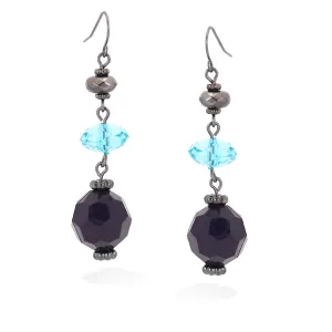 RHODIUM MULTI COLOR BLACK AND BLUE EARRINGS  #FW1202547 (IA26)