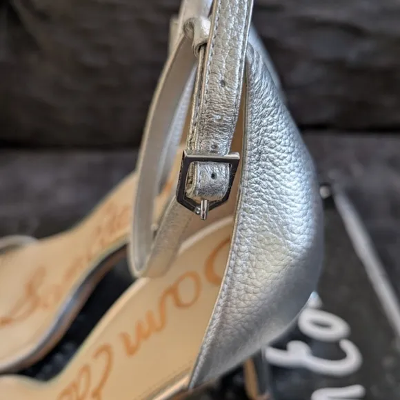 Sam Edelman Patti Silver Leather Strappy Heels