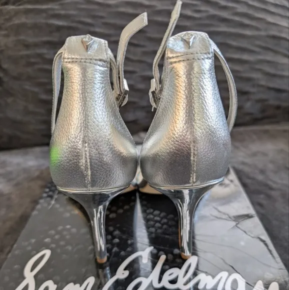 Sam Edelman Patti Silver Leather Strappy Heels