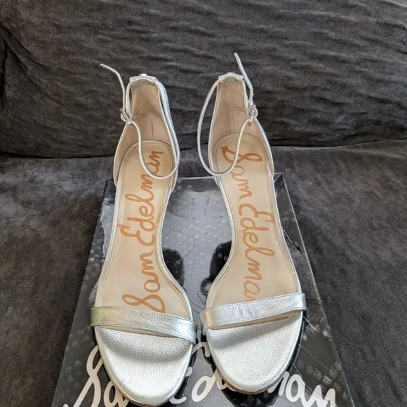 Sam Edelman Patti Silver Leather Strappy Heels