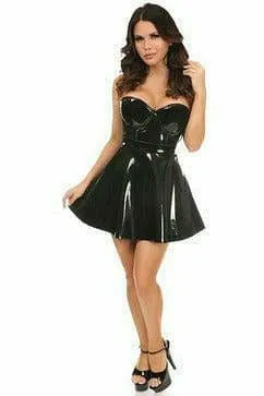 Sexy Black Patent PVC Underwire Bustier