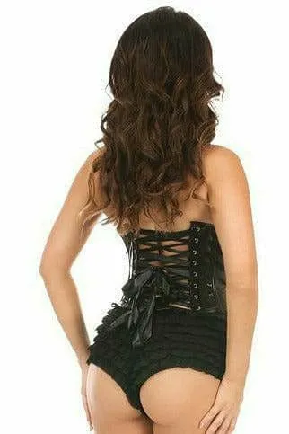 Sexy Black Patent PVC Underwire Bustier
