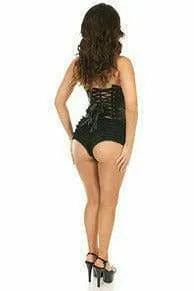 Sexy Black Patent PVC Underwire Bustier