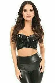 Sexy Black Patent Short Bustier Top