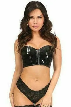 Sexy Black Patent Short Bustier Top