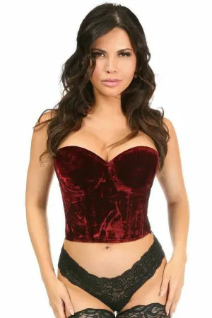 Sexy Dark Red Crushed Velvet Underwire Bustier