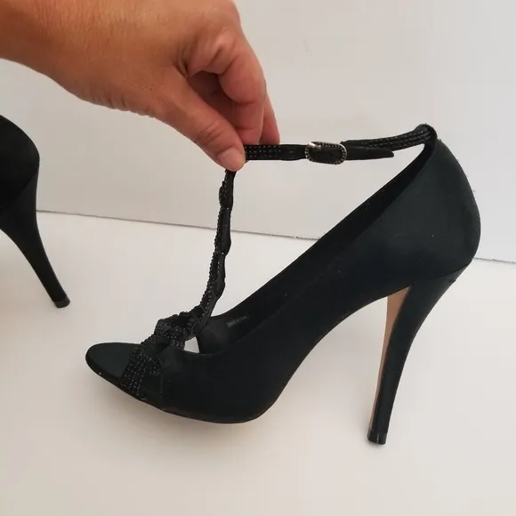 Sexy Pelle Moda Black Silk Kid Suede 4&quot; Size 7
