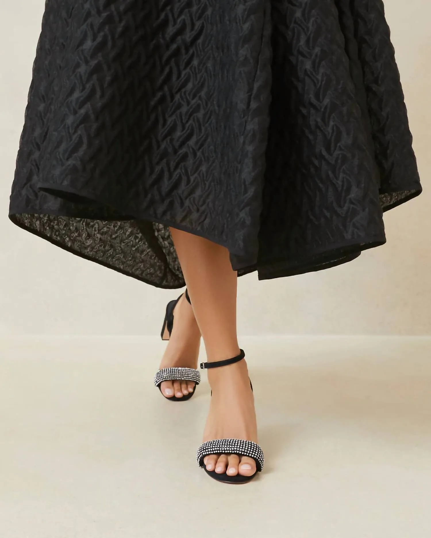 Shay Black Rhinestone Heeled Sandal