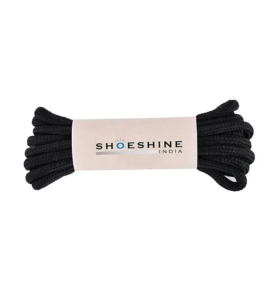 SHOESHINE Shoe Lace (1 Pair) 4mm Black with Orange Dot Round Shoelace & Boot Laces