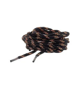 SHOESHINE Shoe Lace (1 Pair) 4mm Black with Orange Dot Round Shoelace & Boot Laces