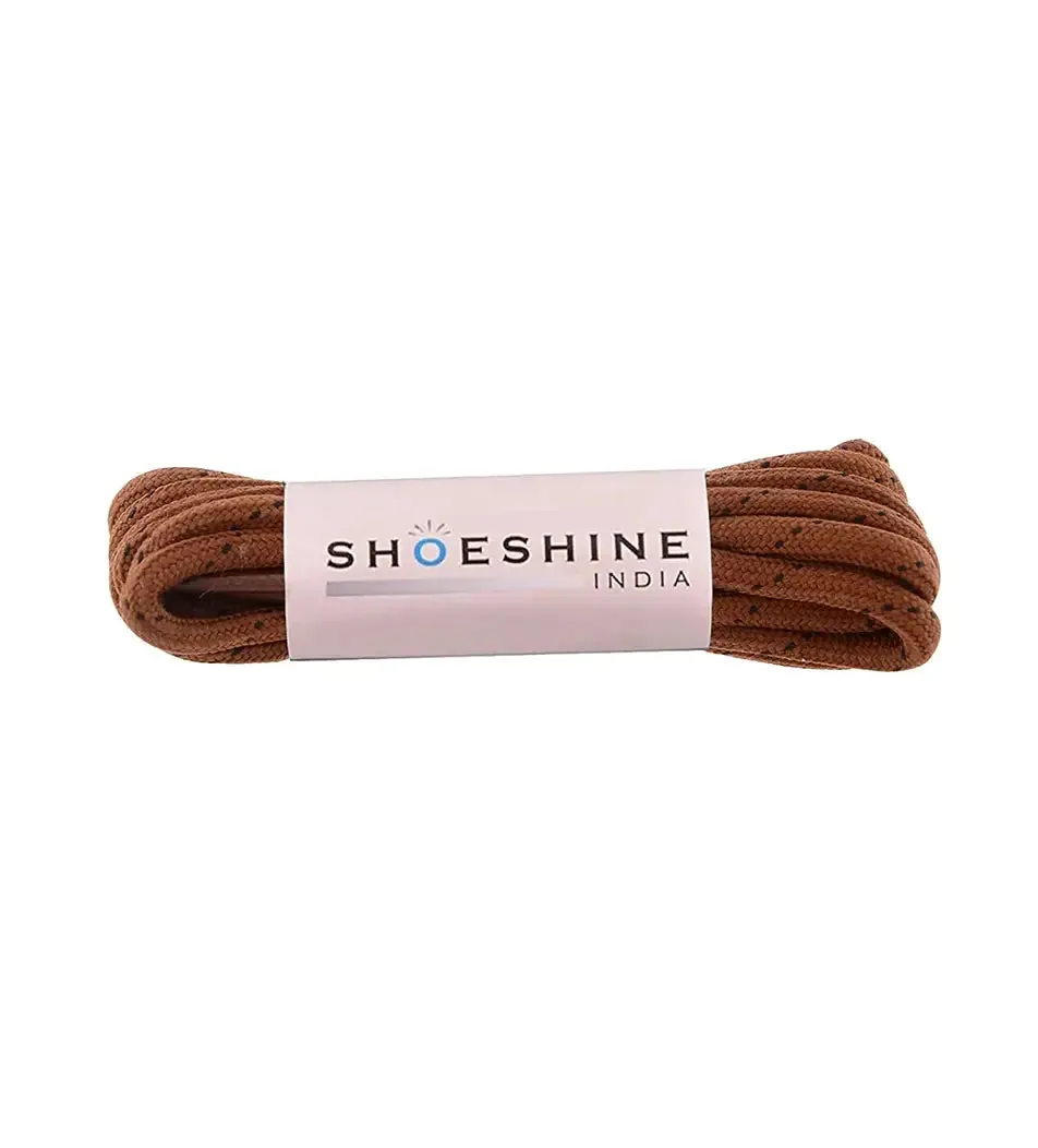 SHOESHINE Shoe Lace (1 Pair) 4mm Black with Orange Dot Round Shoelace & Boot Laces