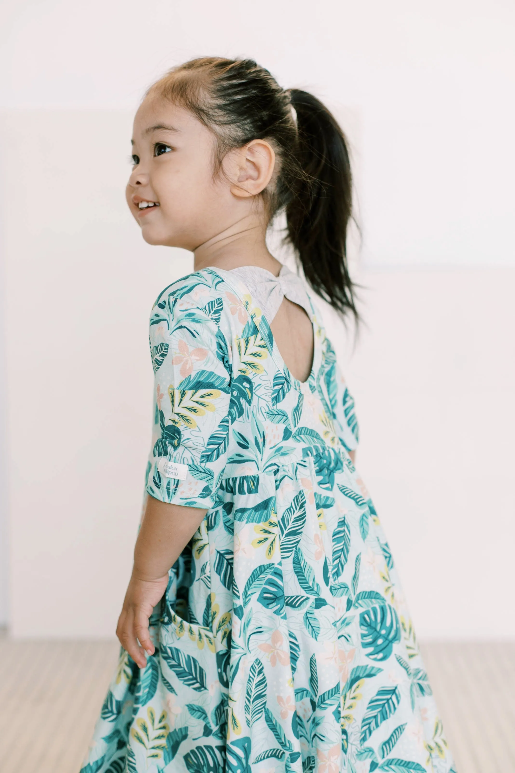 Short Sleeve Skater Dress - Jungle Leaves