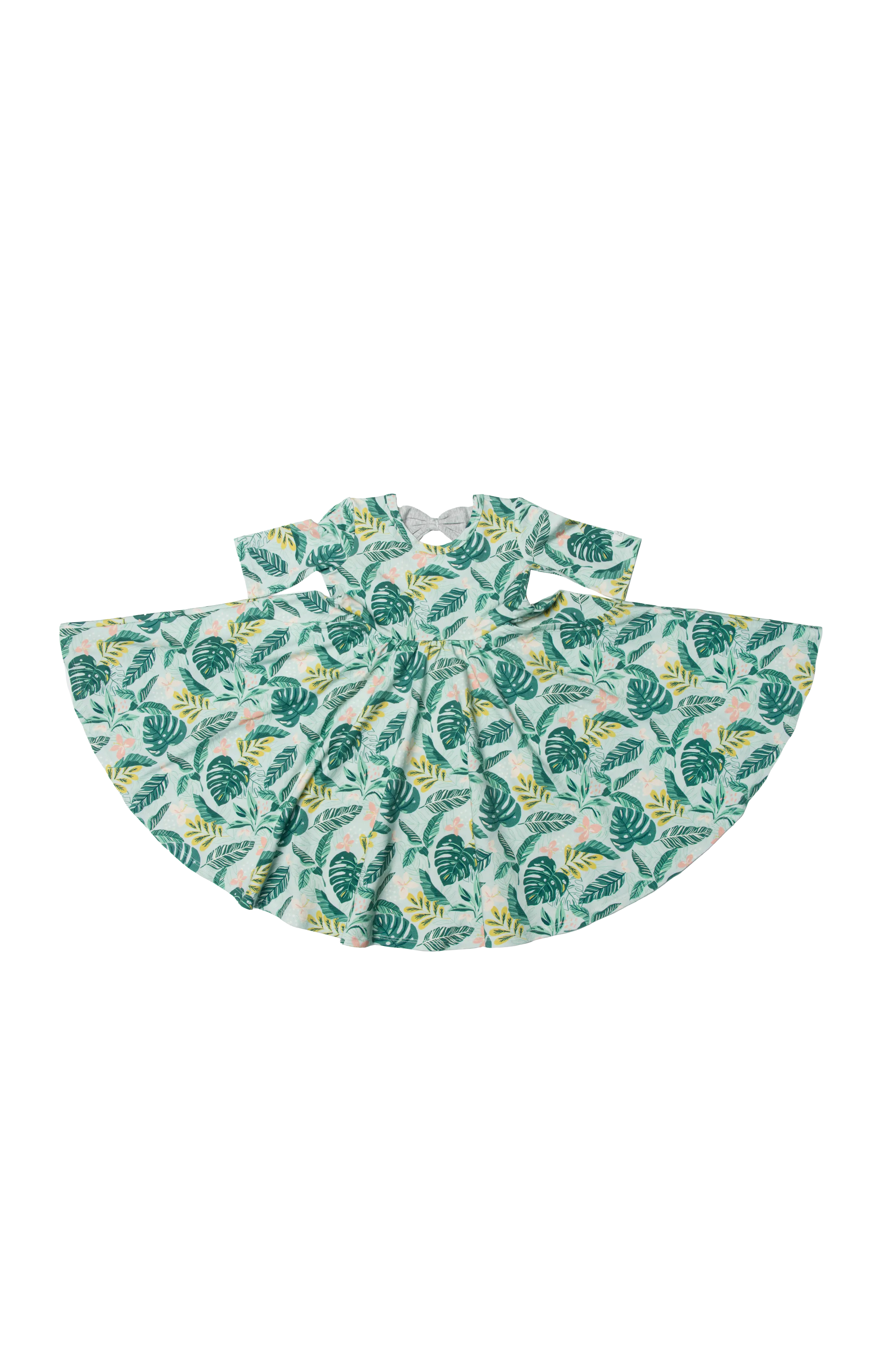 Short Sleeve Skater Dress - Jungle Leaves