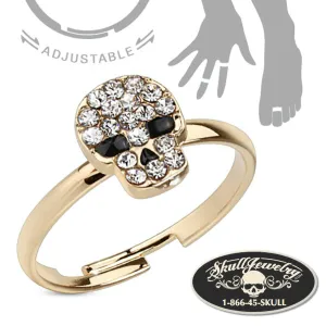 'Skull-errific' Adjustable Brass Mid-Ring/Toe Ring (#adj001)