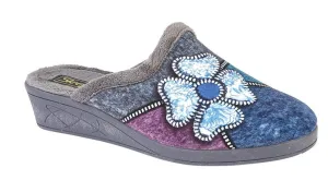 Sleepers LS360FM Ladies Flower Trim Mule Slipper