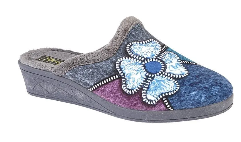 Sleepers LS360FM Ladies Flower Trim Mule Slipper