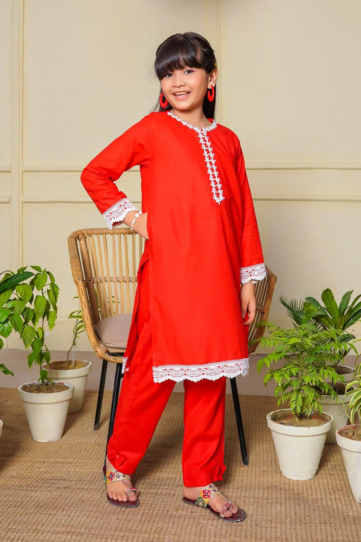 Slub Cambric Cotton 2 Pc Suit