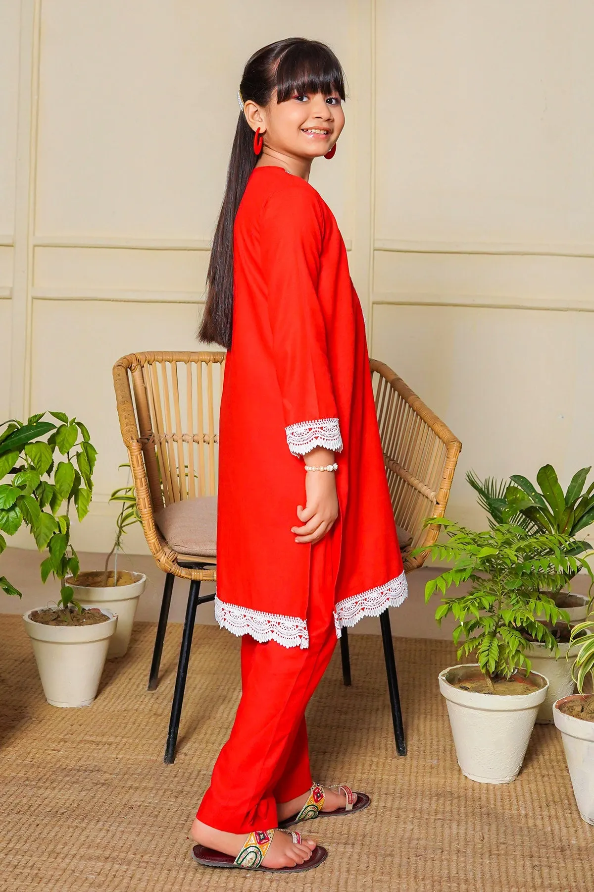 Slub Cambric Cotton 2 Pc Suit