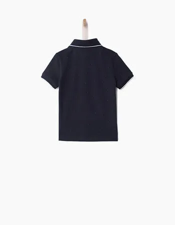 SS19, KID BOY EMBROIDERED DOUBLE COLLAR POLO