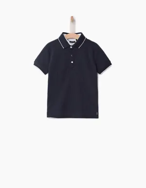 SS19, KID BOY EMBROIDERED DOUBLE COLLAR POLO