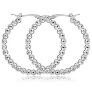 Sterling Silver Beaded Hoops