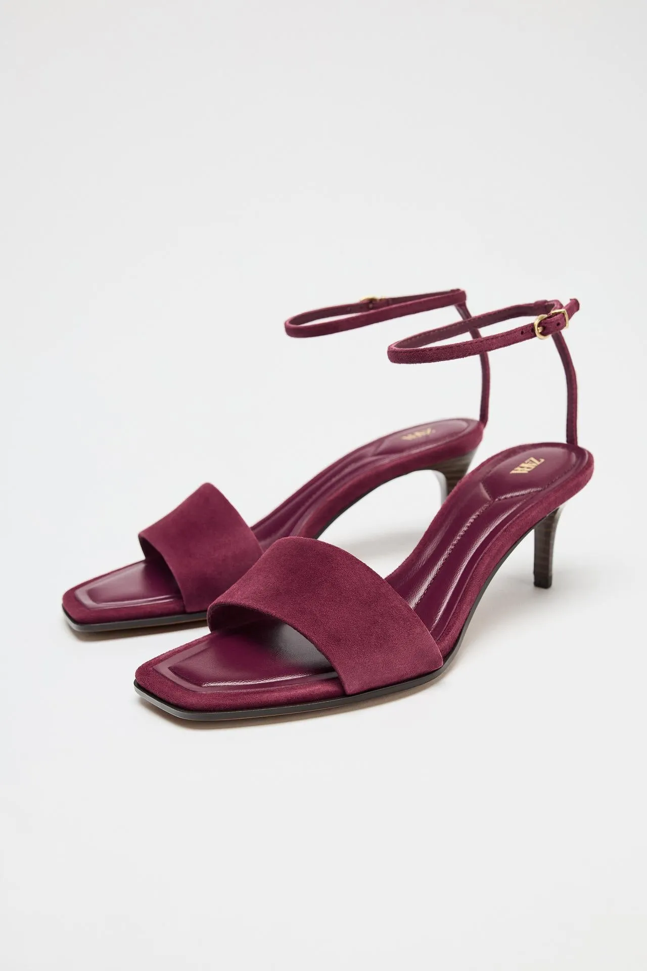 Suede Mid-Heel Sandals