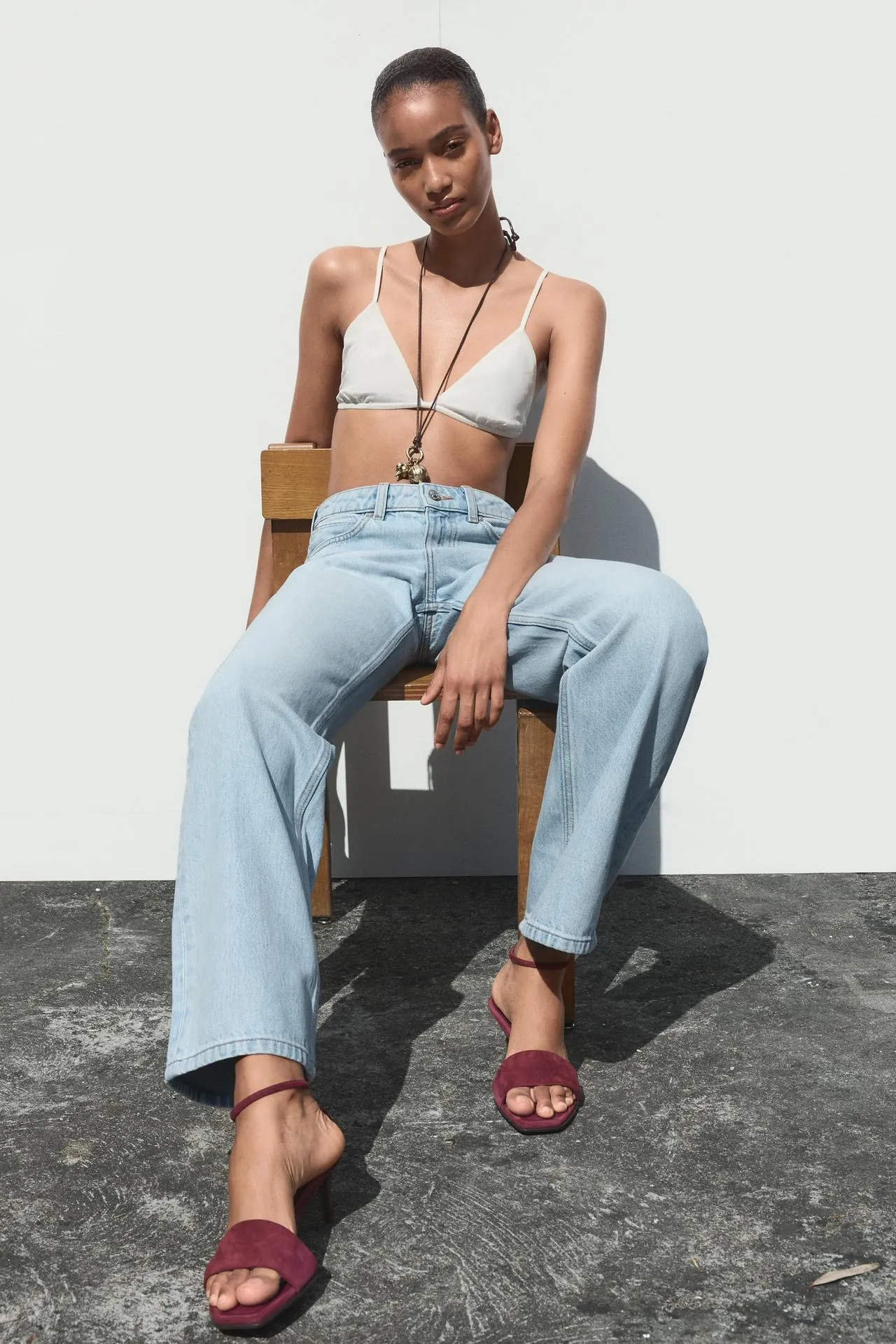 Suede Mid-Heel Sandals