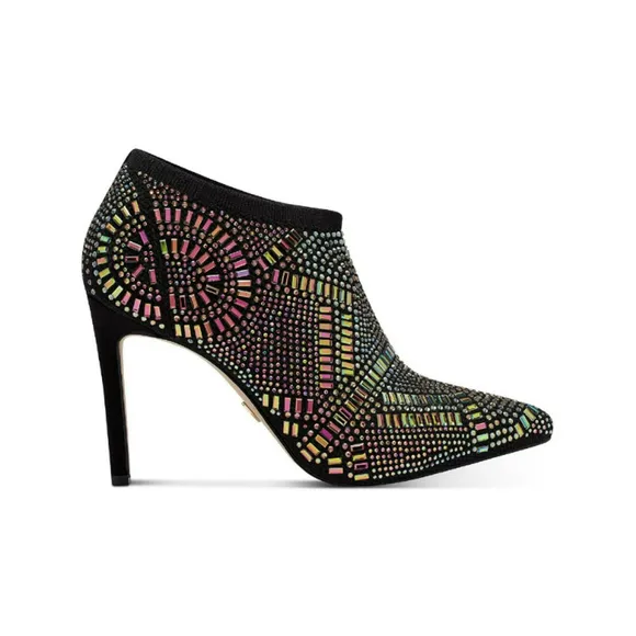 Thalia Sodi Women's 7M Black Karmen Iridescent Crystal Ankle Booties NWT