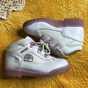 Timberland  big kid White and pink leather boot