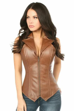 Top Drawer Faux Leather Steel Boned Corset