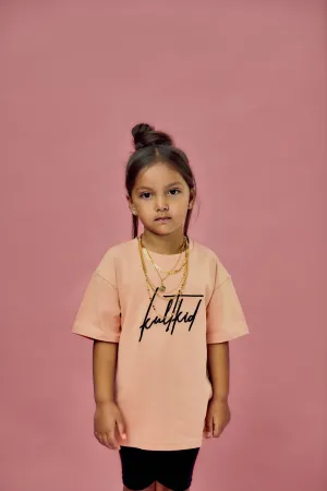 Ultra Oversized Kult Signature Logo Tshirt in Pink Sand