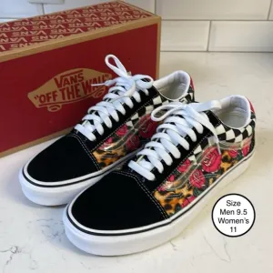 Vans Old Skool Unisex Rose Animal Check Mens Size 9.5 Women’s Size 11 Worn Once