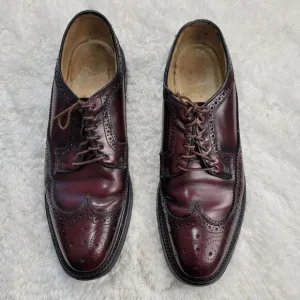 Vtg Hanover LB Sheppard 2313 Wingtip Dress Shoe Mens 10.5 AAA Oxblood Burgundy