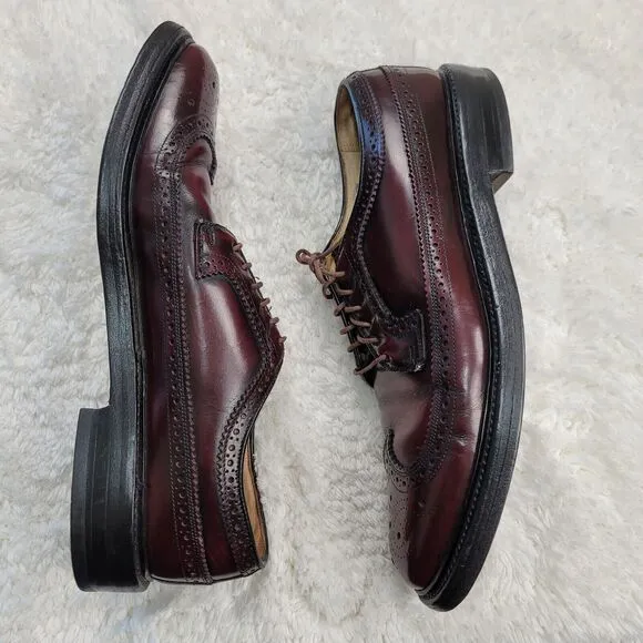 Vtg Hanover LB Sheppard 2313 Wingtip Dress Shoe Mens 10.5 AAA Oxblood Burgundy