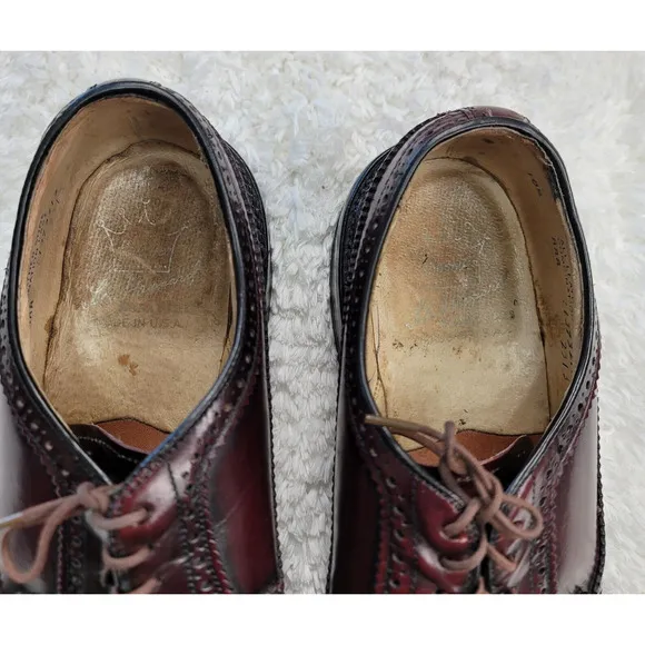 Vtg Hanover LB Sheppard 2313 Wingtip Dress Shoe Mens 10.5 AAA Oxblood Burgundy