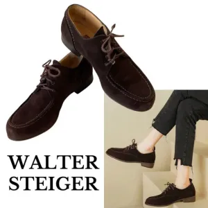 Walter Steiger, Women’s Lace-up Suede Leather Loafer Shoe, Brown