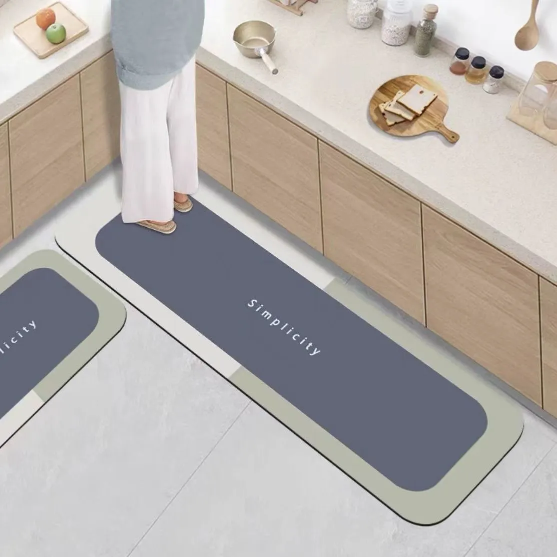 Waterproof Absorbant Kitchen Floor Mat, Non-Slip, Dirty-Resistant