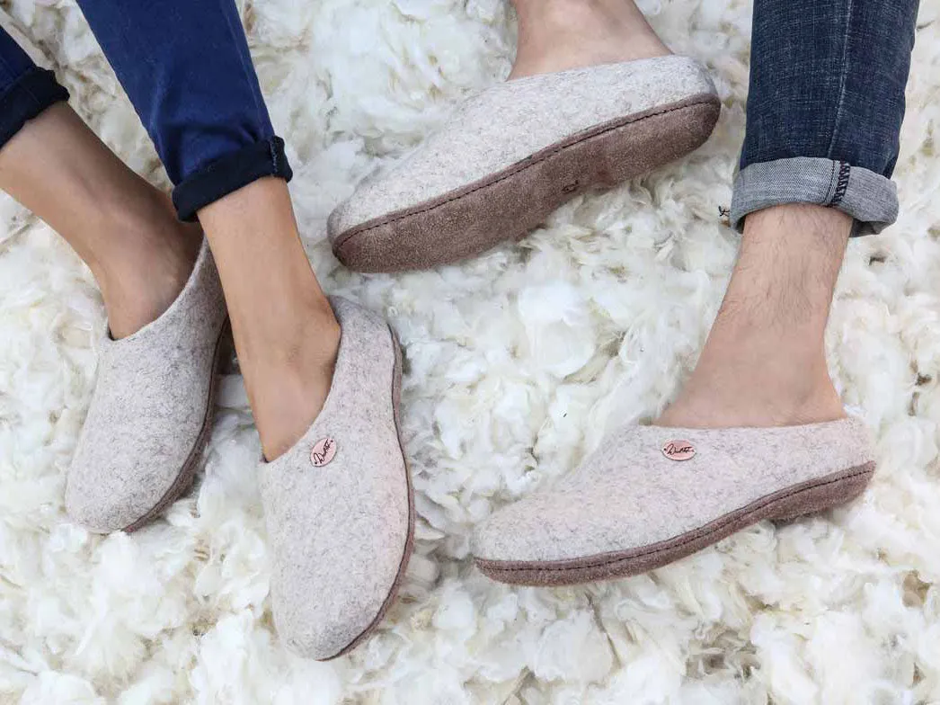 WoolFit® handmade Felt Slippers | Classic, beige