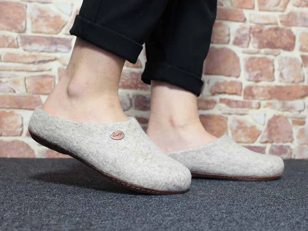 WoolFit® handmade Felt Slippers | Classic, beige