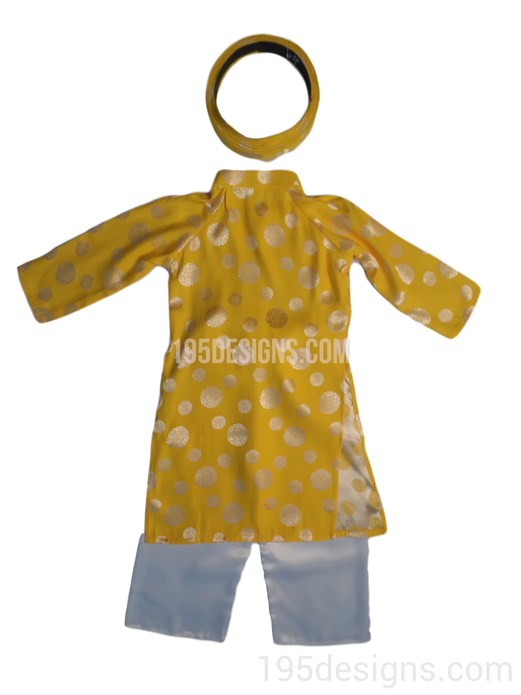 Yellow Ao Dai Baby Girl Viet Nam Traditional Long Dress Kid Set - Gấm Vàng